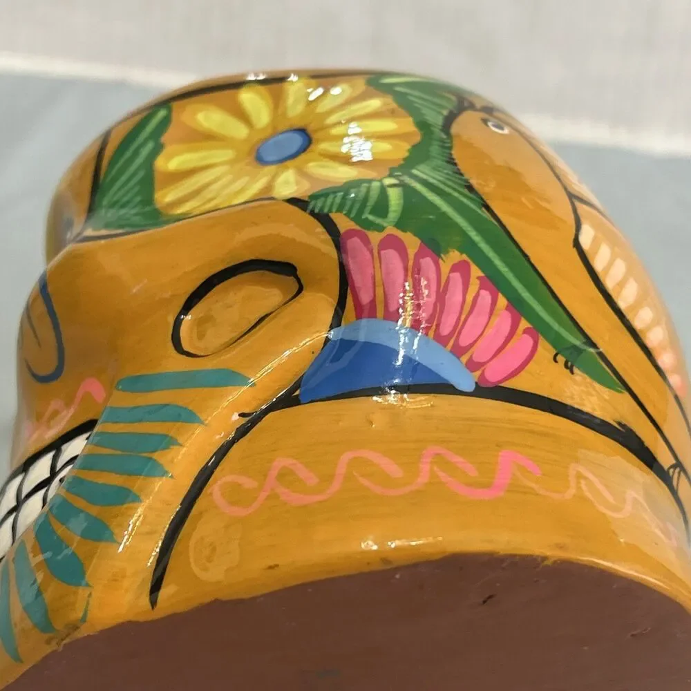 Sugar Skull Jar, Trinket Box With Lid Day of the Dead Mexico Light Orange